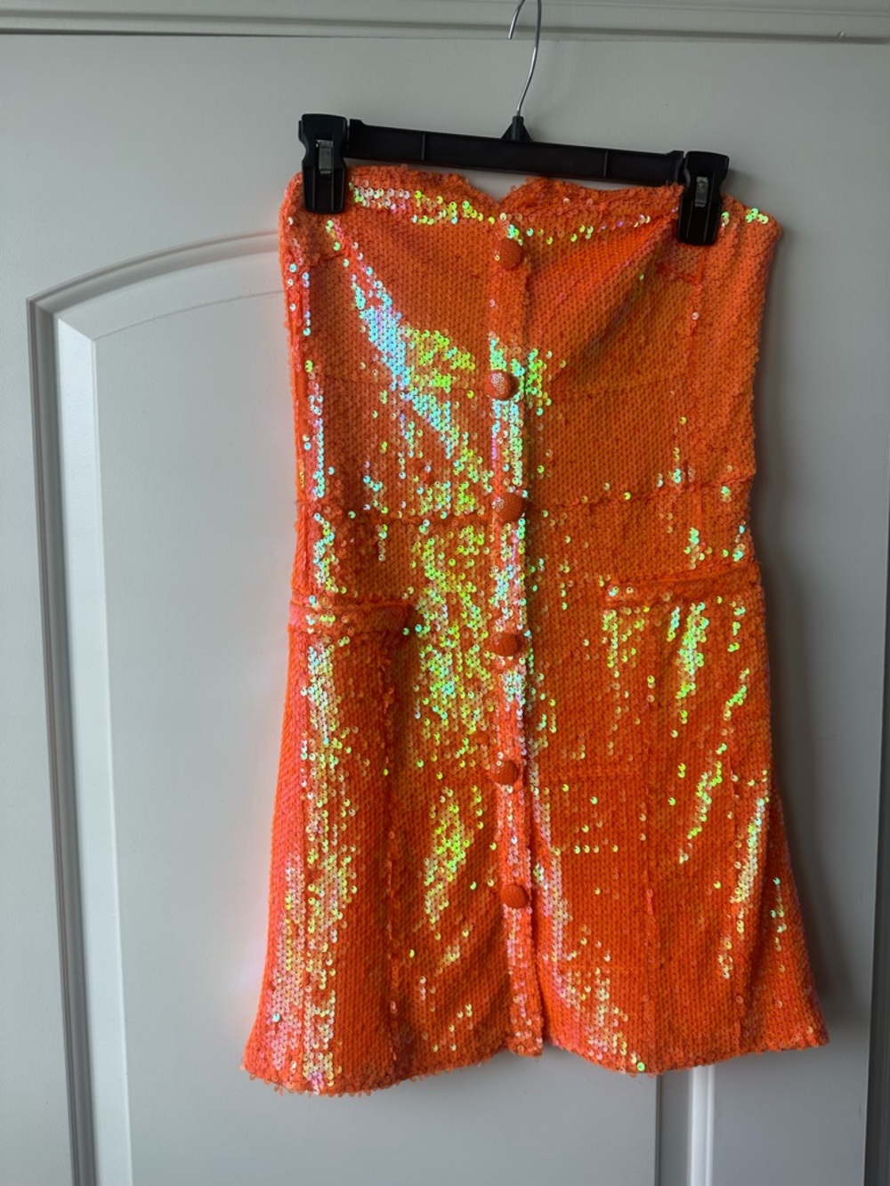 Nasty Gal Iridescent Orange Sequin Button Mini Dress